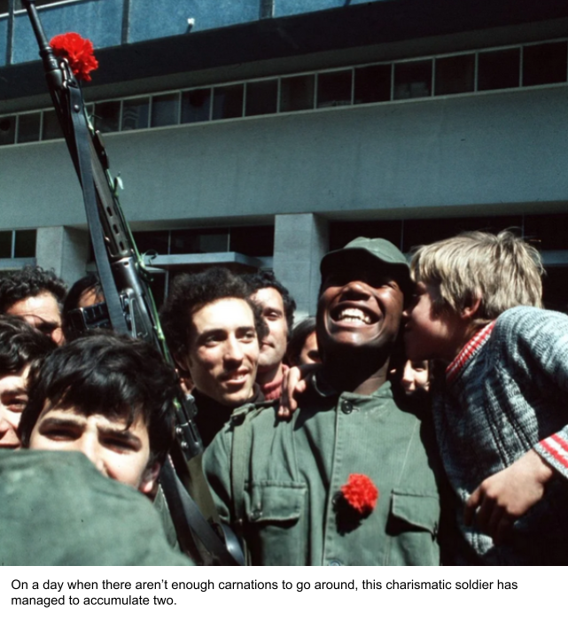Portuguese soldier with carnations.